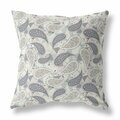 Homeroots 26 in. Boho Paisley Indoor & Outdoor Throw Pillow Gray & Cream 414091